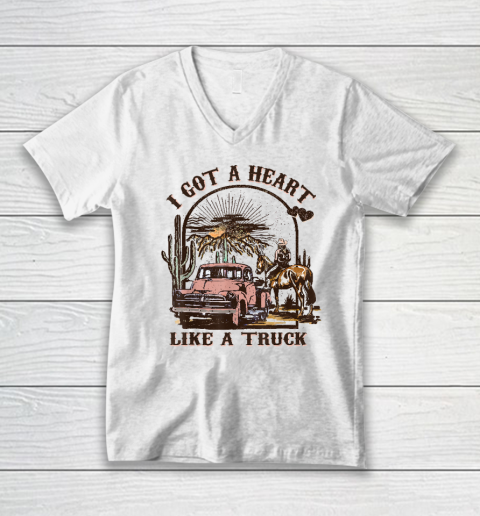 Western Sunset Cowgirl I Got A Heart Like A Truck V-Neck T-Shirt