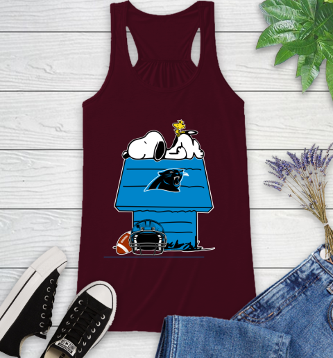Carolina Panthers NFL Football Snoopy Woodstock The Peanuts Movie Racerback Tank 3