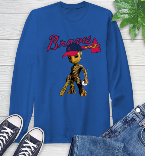 MLB Atlanta Braves Groot Guardians Of The Galaxy Baseball Long Sleeve T-Shirt 9