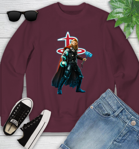 NBA Thor Avengers Endgame Basketball Houston Rockets Youth Sweatshirt 5