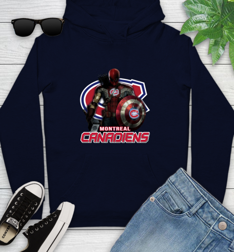 NHL Captain America Thor Spider Man Hawkeye Avengers Endgame Hockey Montreal Canadiens Youth Hoodie 4