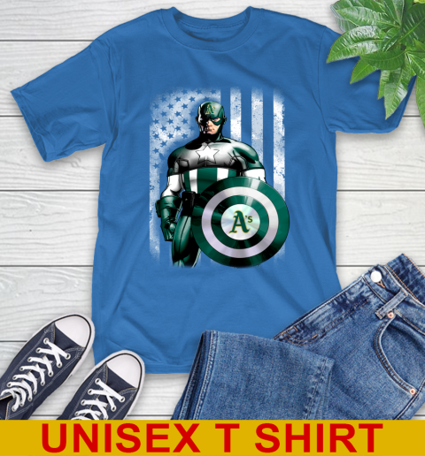 Oakland Athletics MLB Baseball Captain America Marvel Avengers American Flag Shirt T-Shirt - Image 12