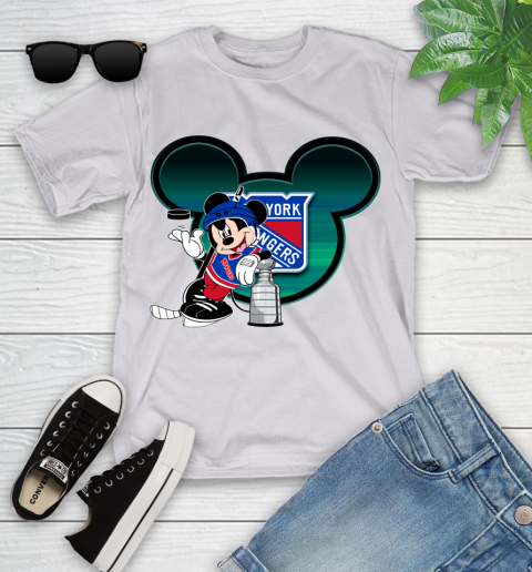 NHL New York Rangers Stanley Cup Mickey Mouse Disney Hockey T Shirt Youth T-Shirt 4