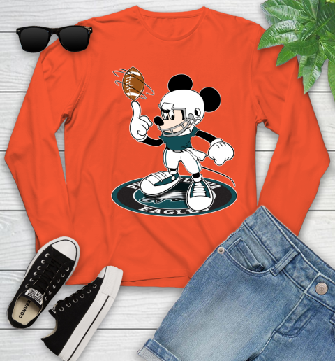 NFL Football Philadelphia Eagles Cheerful Mickey Disney Shirt Youth Long Sleeve 4