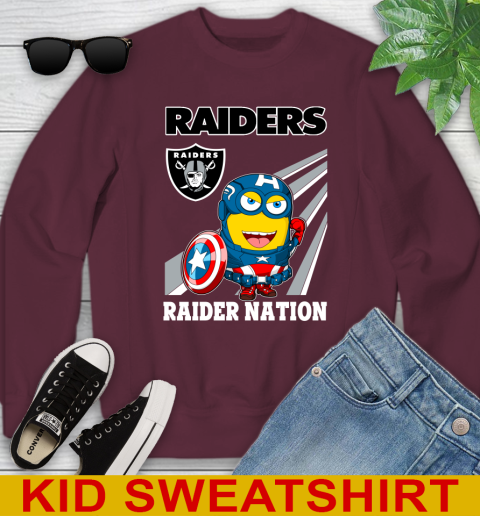 NFL Football Oakland Raiders Captain America Marvel Avengers Minion Shirt Youth Sweatshirt 4