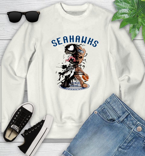 NFL Seattle Seahawks Football Venom Groot Guardians Of The Galaxy Youth Sweatshirt