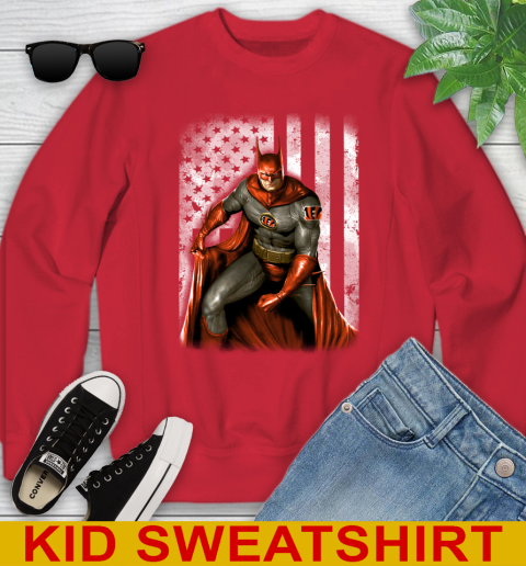 Cincinnati Bengals NFL Football Batman DC American Flag Shirt Youth Sweatshirt 7