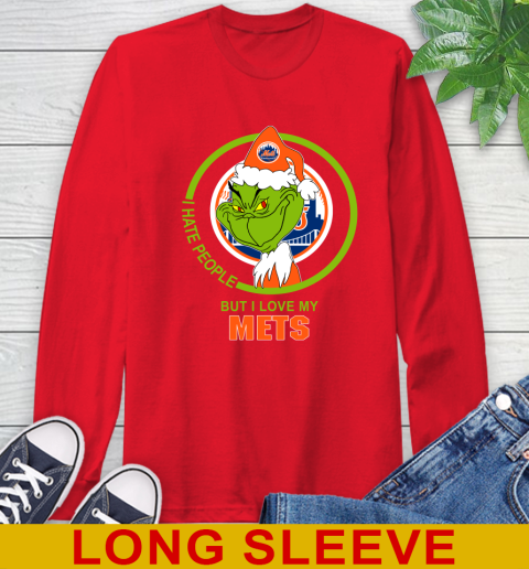 New York Mets MLB Christmas Grinch I Hate People But I Love My Favorite Baseball Team Long Sleeve T-Shirt 10