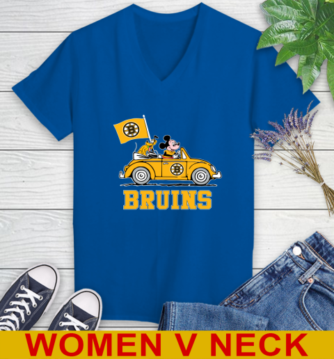 NHL Hockey Boston Bruins Pluto Mickey Driving Disney Shirt Women s
