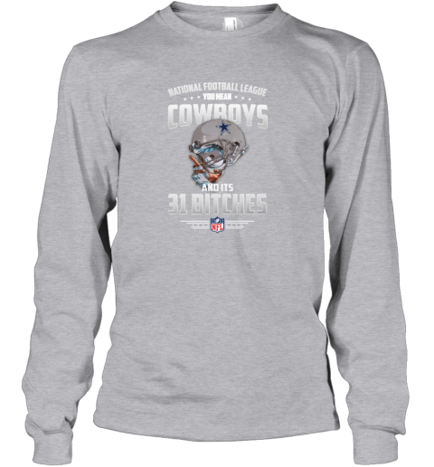 Dallas Cowboys Long Sleeve Gray NFL Shirt Front and Sleeve Graphic Logo  Men's M