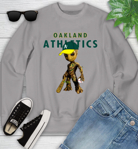 MLB Oakland Athletics Groot Guardians Of The Galaxy Baseball Youth Sweatshirt 4