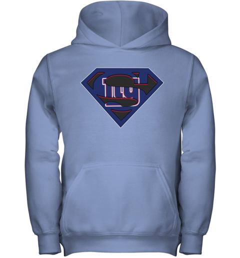 NFL New York Giants LOGO Superman jouv nfl new york giants logo superman youth hoodie 43 front carolina blue