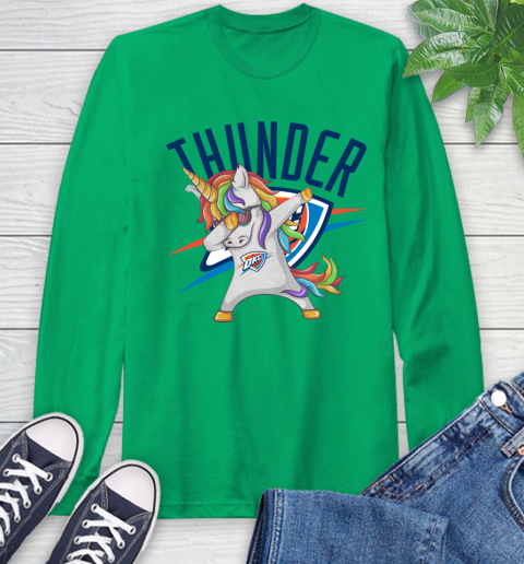 Oklahoma City Thunder NBA Basketball Funny Unicorn Dabbing Sports Long Sleeve T Shirt Tee For Sports
