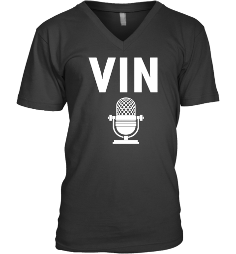 Vin Scully Microphone Vinyl Decal V-Neck T-Shirt