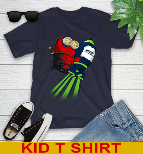 NFL Football Seattle Seahawks Deadpool Minion Marvel Shirt Youth T-Shirt 2