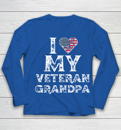 I Love My Veteran Grandpa Vintage Veteran's Day Youth Long Sleeve 7