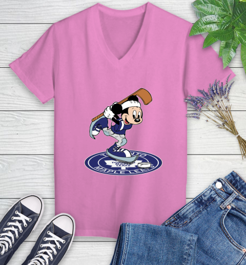 NHL Hockey Toronto Maple Leafs Cheerful Mickey Disney Shirt Women's V-Neck T-Shirt 12