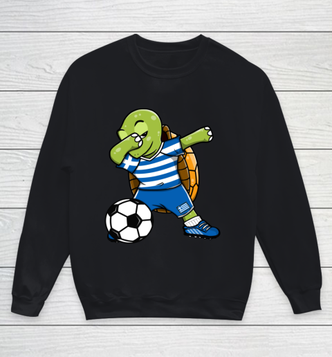 Dabbing Turtle Greece Soccer Fans Jersey Greek Football Youth Sweatshirt