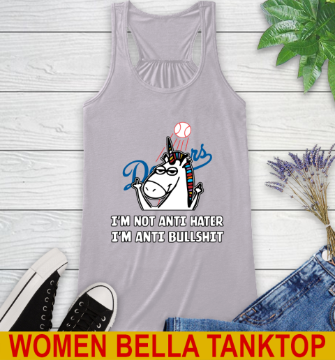Los Angeles Dodgers MLB Baseball Unicorn I'm Not Anti Hater I'm Anti Bullshit Racerback Tank 5