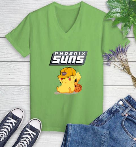 NBA Pikachu Basketball Sports Phoenix Suns Women's V-Neck T-Shirt 11