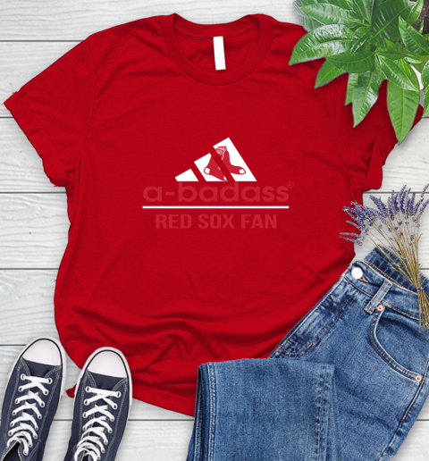 MLB A Badass Boston Red Sox Fan Adidas Baseball Sports Women's T-Shirt 13