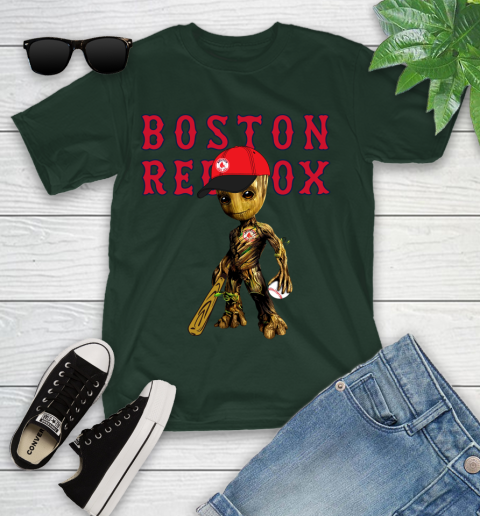 MLB Boston Red Sox Groot Guardians Of The Galaxy Baseball Youth T-Shirt 5