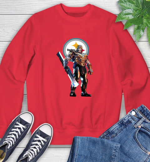 NFL Thanos Gauntlet Avengers Endgame Football Pittsburgh Steelers Sweatshirt 10