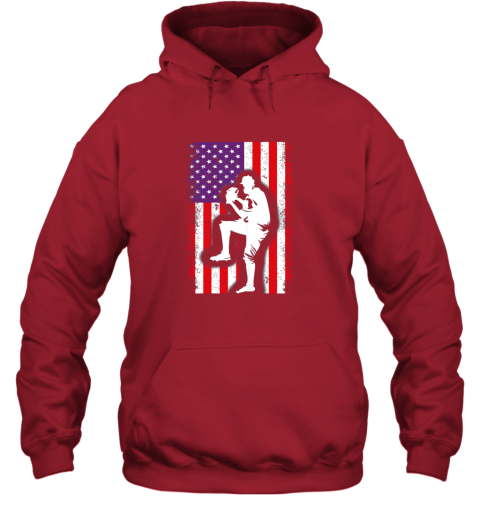 vwag vintage usa american flag baseball player team gift hoodie 23 front red