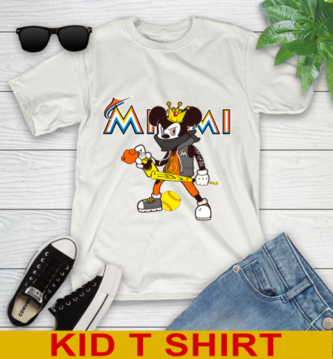 Miami Marlins MLB Baseball Mickey Peace Sign Sports Youth T-Shirt
