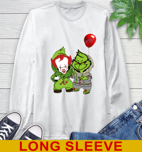 Baby Pennywise Grinch Christmas MLB Baseball Atlanta Braves Long Sleeve T-Shirt