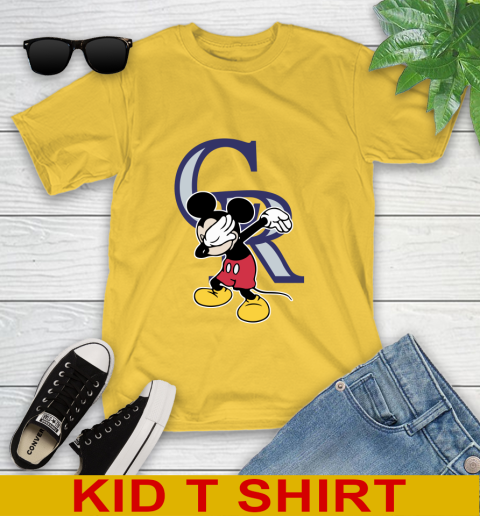 Colorado Rockies MLB Baseball Dabbing Mickey Disney Sports Youth T-Shirt 8