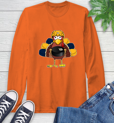 Nashville Predators Turkey Thanksgiving Day Long Sleeve T-Shirt 5