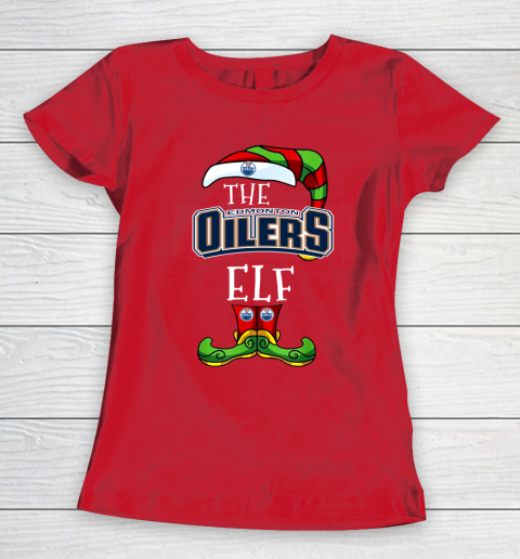 Edmonton Oilers Christmas ELF Funny NHL Women's T-Shirt 9