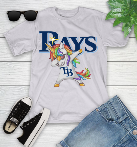 Tampa Bay Rays MLB Baseball Funny Unicorn Dabbing Sports Youth T-Shirt 4
