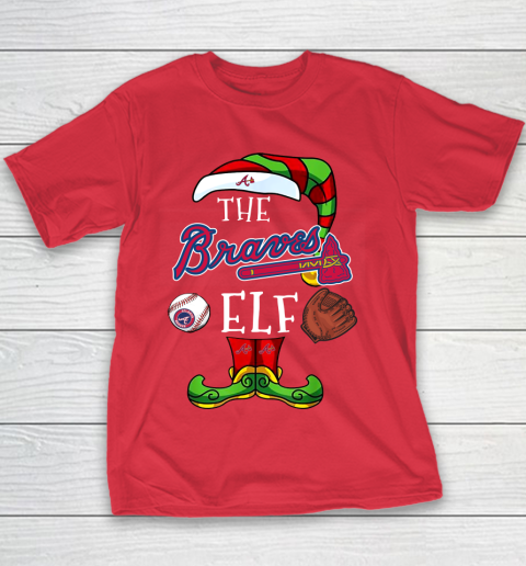 Atlanta Braves Christmas ELF Funny MLB Youth T-Shirt 7