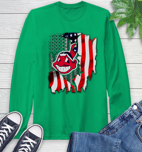 Cleveland Indians MLB Baseball American Flag Long Sleeve T-Shirt 8