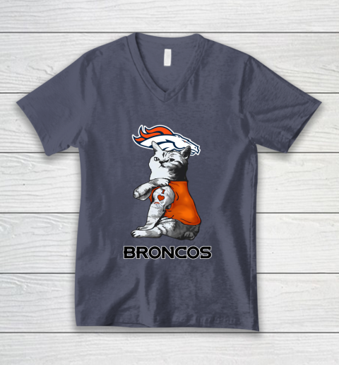 NFL Football My Cat Loves Denver Broncos V-Neck T-Shirt 7