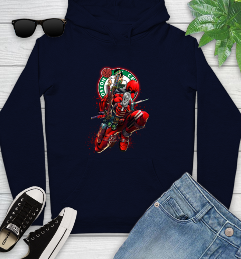 NBA Deadpool Marvel Comics Sports Basketball Boston Celtics Youth Hoodie 4