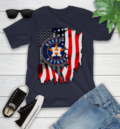 Houston Astros MLB Baseball American Flag Youth T-Shirt 2