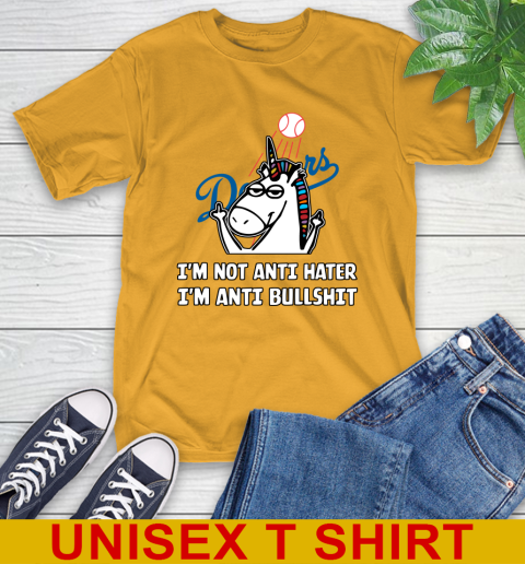 Los Angeles Dodgers MLB Baseball Unicorn I'm Not Anti Hater I'm Anti Bullshit T-Shirt 3