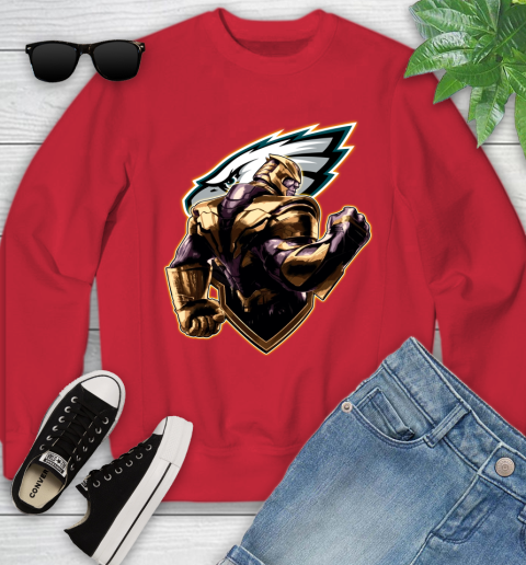 NFL Thanos Avengers Endgame Football Sports Philadelphia Eagles Youth Sweatshirt 9