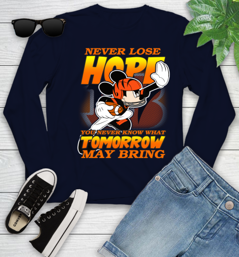 Cincinnati Bengals NFL Football Mickey Disney Never Lose Hope Youth Long Sleeve 2