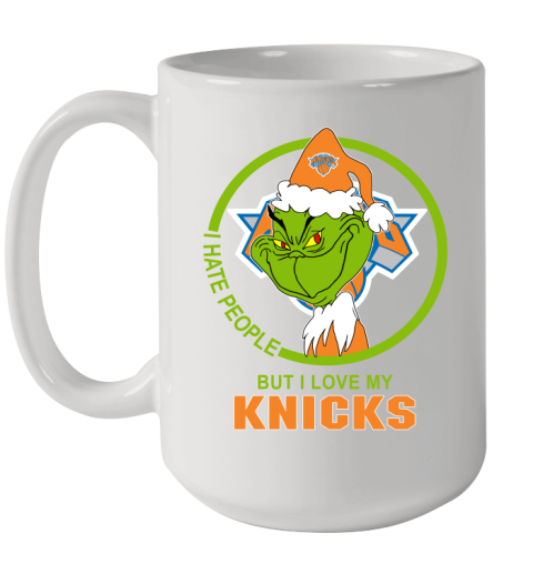 New York Knicks NBA Christmas Grinch I Hate People But I Love My Favorite Basketball Team Ceramic Mug 15oz