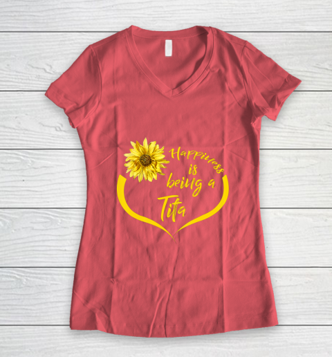 Womens Tita Gift Happiness Is Being A Tita Women's V-Neck T-Shirt 4
