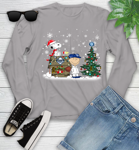 MLB Tampa Bay Rays Snoopy Charlie Brown Christmas Baseball Commissioner's Trophy Youth Long Sleeve 5