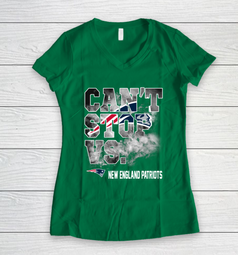 NFL New England Patriots Can't Stop Vs Women's V-Neck T-Shirt 3