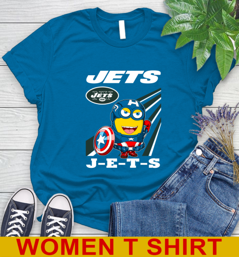 NFL Football New York Jets Captain America Marvel Avengers Minion Shirt Women's T-Shirt 8