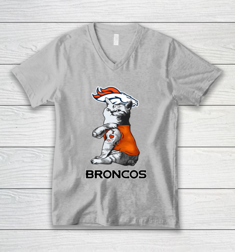 NFL Football My Cat Loves Denver Broncos V-Neck T-Shirt 3