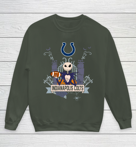 NFL Indianapolis Colts Football Jack Skellington Halloween Youth Sweatshirt 8