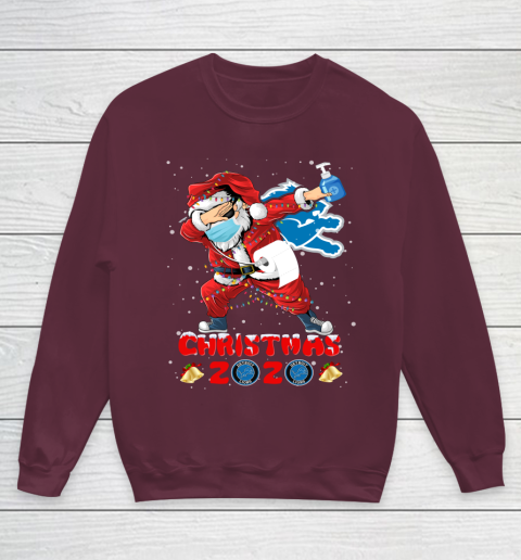 Detroit Lions Funny Santa Claus Dabbing Christmas 2020 NFL Youth Sweatshirt 4